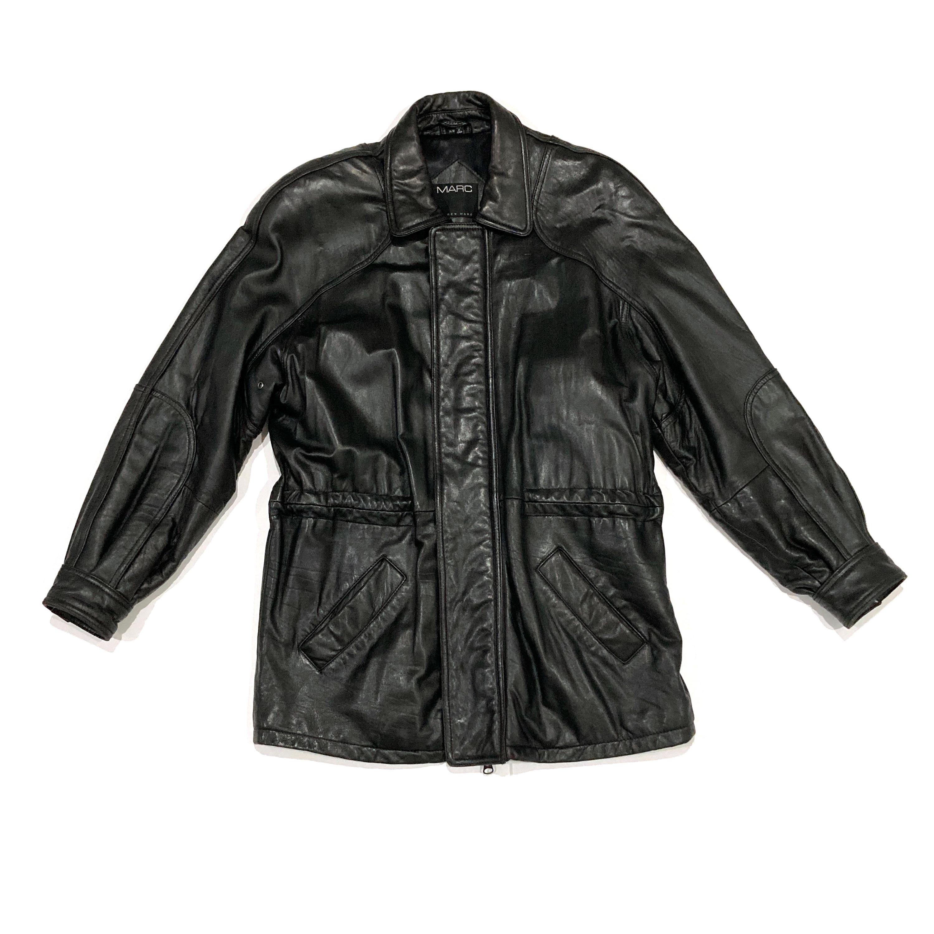 Black Leather Coat by Andrew Marc Vintage Late 1980's / Heavy