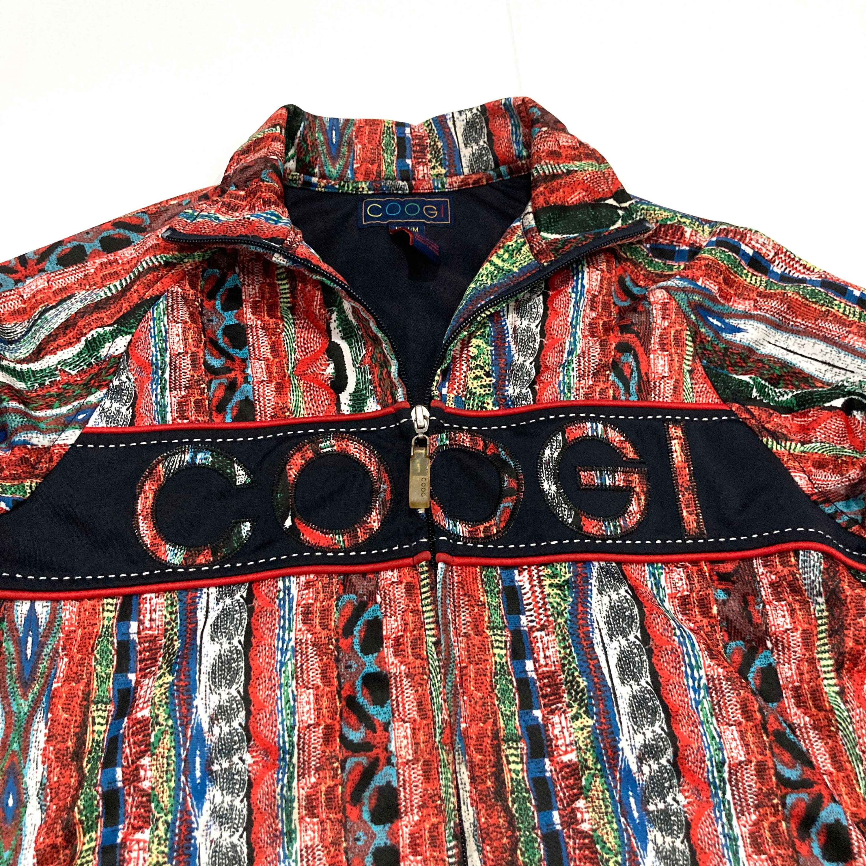 COOGI\" Embroidery jacket クージートラックジャケット Coogi Track Jacket Vintage Patchwork Logo and Embroidery