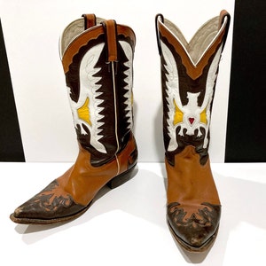 Cowboy Boots With Winged Eagle 1980s - Mens 9 to 9.5 Western Wear