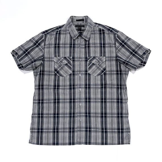 Banana Republic Tartan Plaid Shirt - Vintage Dark Blue and White