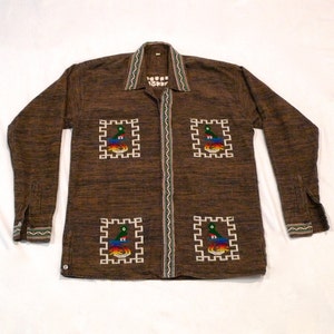 Guatemalan Shirt Jacket With Quetzel Embroidery Mens Vintage - Etsy