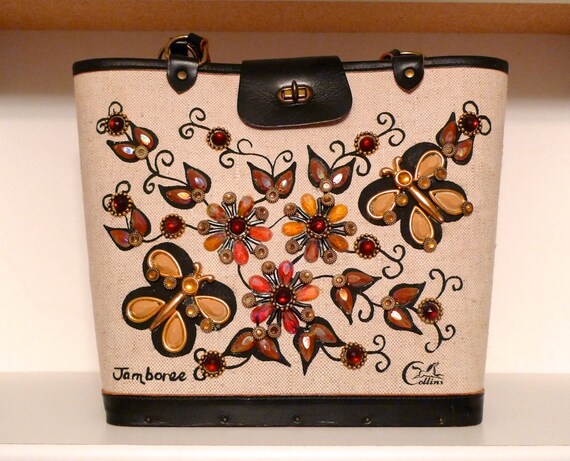 Enid Collins Jamboree Bag 1970s Vintage Butterflies and Flowers