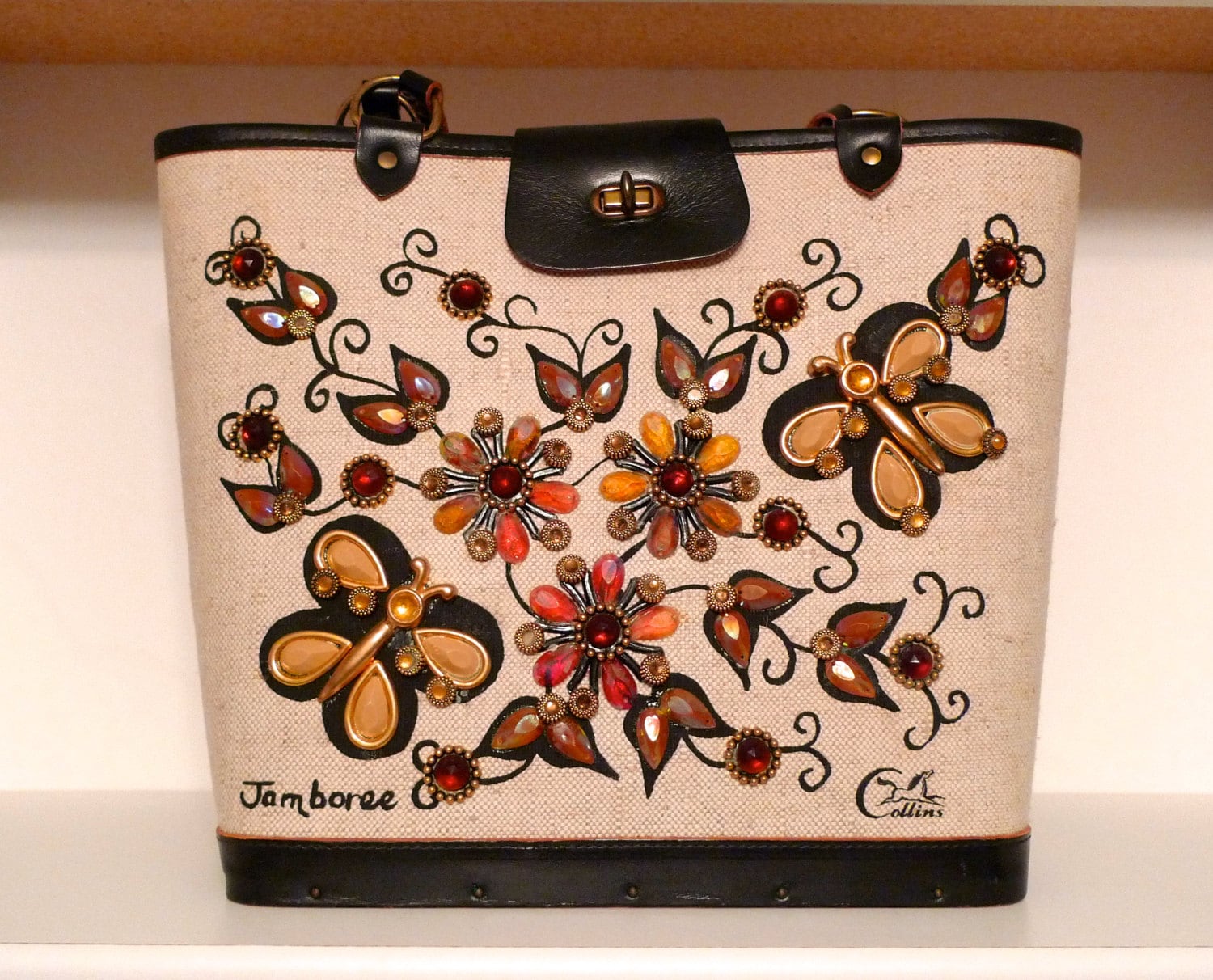 Enid Collins Jamboree Bag 1970s Vintage Butterflies and Flowers