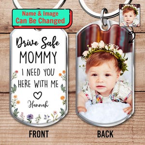 Personalized Photo Keychain for Mom, Custom Name & Picture, Drive Safe Mommy Gift, Sentimental Keepsake for Birthday, Mother’s Day,Christmas