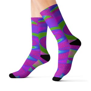 3I ATLAS Alien Sublimation Socks — Interstellar Cosmic Pattern Crew Socks, Sci-Fi Novelty
