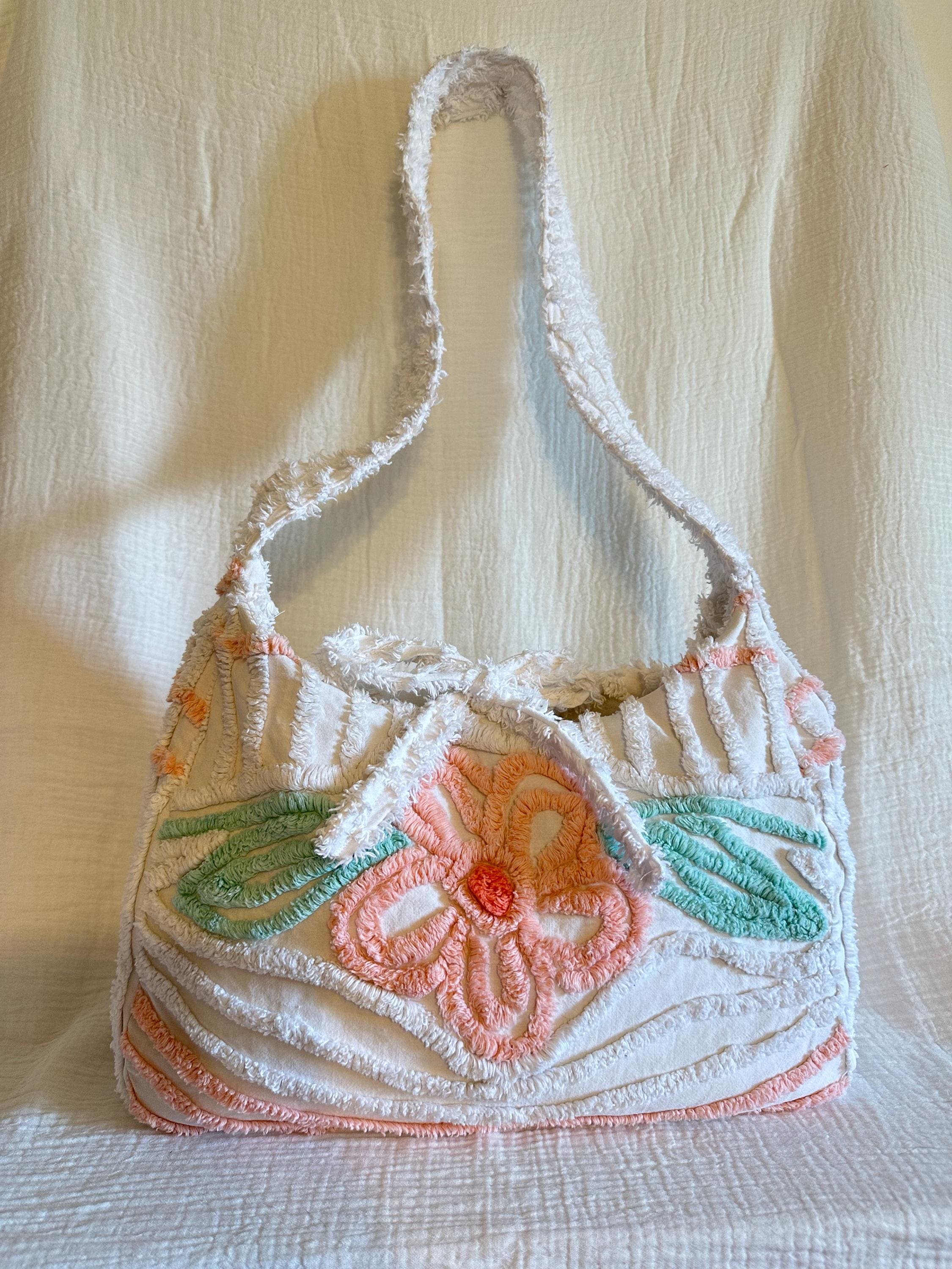 アンティーク19世紀 シェニールChenille刺繍 タフタバッグ アンティーク19世紀 シェニールChenille刺繍 タフタバッグ Vintage