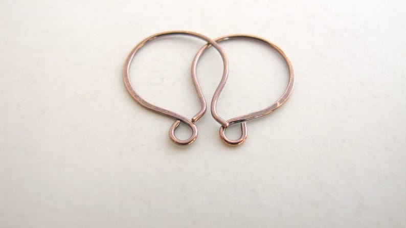 oxidized original,handmade rustic earrings; artisan Large copper ear hook Lot of 5 pairs