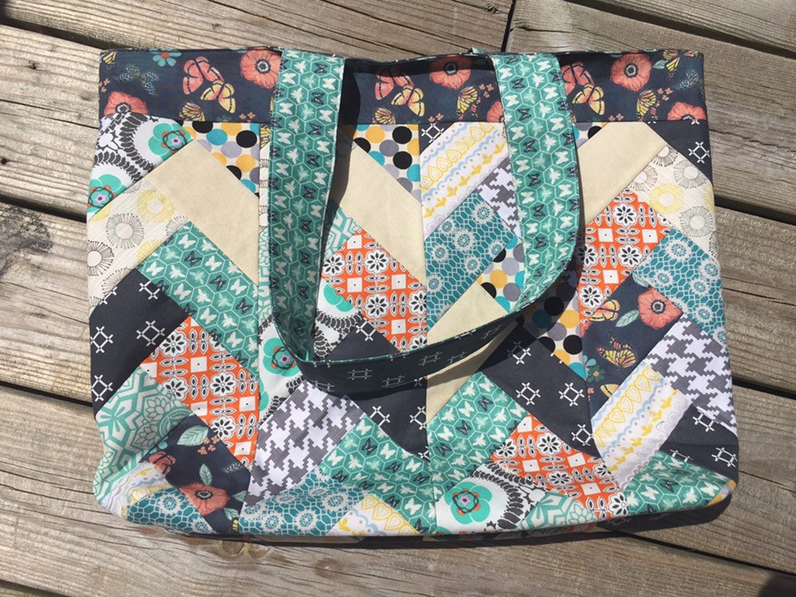 Handmade Quilted Chevron Tote Bag - Etsy