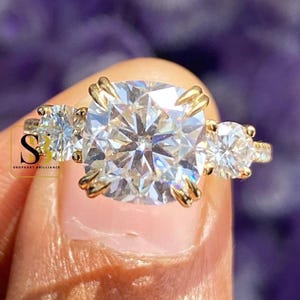 3CT Cushion Cut Moissanite Ring, Meghan Markle Ring, Three Stone Ring, Bridal Stacking Ring, Celebrity Ring, Cushion Cut Ring, Promise Ring