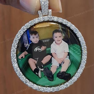 925 Silber Foto Anhänger, voll geeistes Foto Anhänger, Moissanite Memory Anhänger, 3D Foto Anhänger, Custom Anhänger, Hip Hop Anhänger