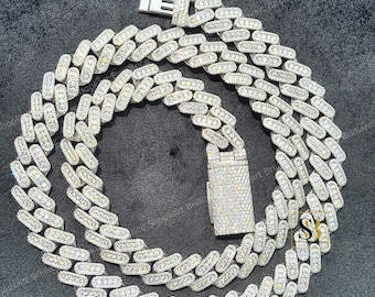 8mm フルアイスアウト モアッサナイト キューバンリンクチェーン、925