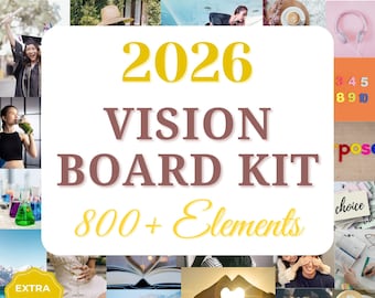 Afdrukbare visionboardkit: doelen 2026-2027, manifestatie (digitale download)