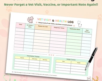 Registro delle visite veterinarie e della salute del gatto: Pianificatore sanitario per animali domestici (PDF)