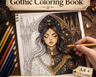Gothic & Celestial Coloring Pages for Adults | Printable PDF| instant download