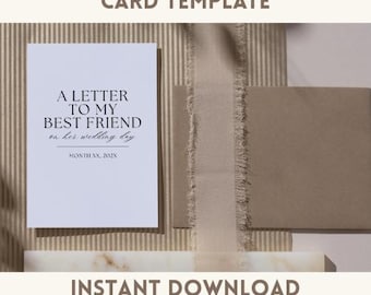 Letters to the Bride Card Template | Wedding Morning Gift | Printable Keepsake | Bridal Card | Letter to My Wife | Letter to My Best Friend
