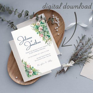 Editable digital template, Minimalist wedding invitation, Instant download, Digital template