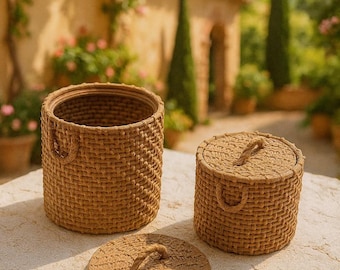 Poupée ancienne en tissu avec beaucoup de vêtements et une malle en osier - France