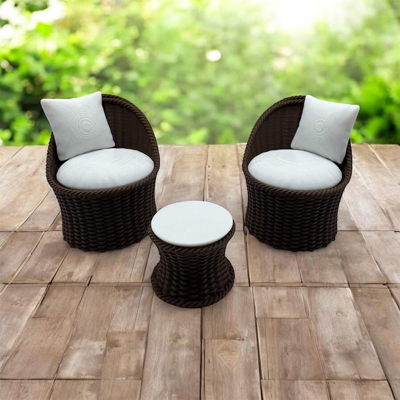 1.12 Scale Dollhouse Patio Set Brown