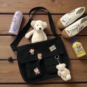 Sweet Printed Canvas Crossbody Bag – Cute Casual Shoulder Satchel for Women & Girls
