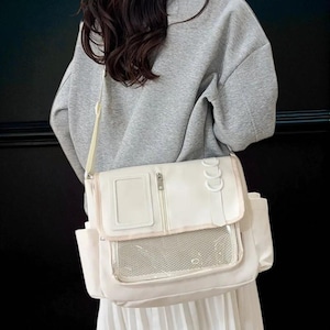 GlowY2K Clear Harajuku Itabag – Transparent Crossbody Display Bag with DIY Badge Plate