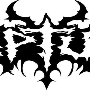 May include: A black and white graphic featuring the word "Rapture" in a gothic font. The lettering is sharp and angular, with decorative elements and pointed edges, giving a strong and aggressive appearance.