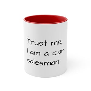 Colorful Accent Mug, Fun Coffee Cup, Unique Gift for Car Lovers, Red Handle Mug, Playful Drinkware for Birthdays, Car Enthusiast Gift