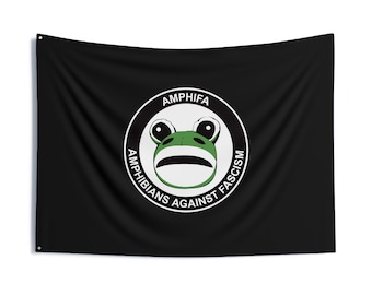 Amphifa Flagge | Amphibien gegen Faschismus | Portland Frog Flagge | Antifa-Widerstandsbanner