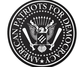 American Patriots For Democracy - Round Vinyl Stickers - Pro-Democracy, Anti-Authoritarian Activist Decal