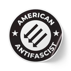 American Antifascist Three Arrows Iron Front Round Vinyl Sticker