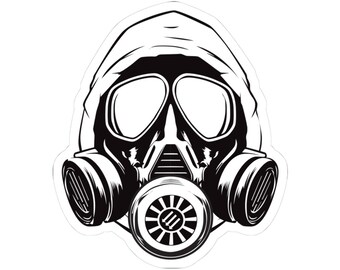 Hooded Antifa Gasmask Three Arrows - Kiss-Cut Sticker