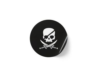 Pirate Skull Round Sticker Label Rolls