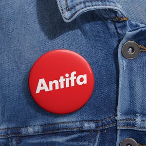 Antifa Pin Button - Anti Fascist Protest Button, Streetwear Activist Badge