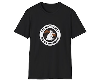 反カルト・反ファシズム ユニセックスTシャツ、抗議グラフィックTシャツ