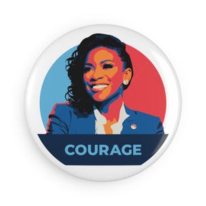 Jasmine Crockett Courage Round Button Magnet Progressive Activist Decor