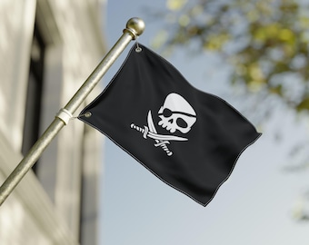 Pirate Skull Flag - Double-Sided Black Pirate Banner for Wall, Boat, or Decor