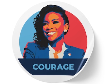 Jasmine Crockett Mut Runde Vinyl Aufkleber Fortschrittlicher Aktivismus Abziehbild Politische Kunst