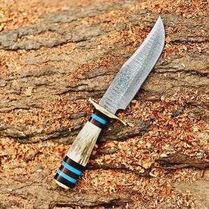 Coltello da scuoiatore in acciaio di Damasco fatto a mano, regalo di nozze, regalo di anniversario, regalo di compleanno, regalo di Natale