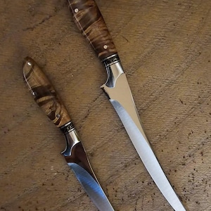 Handmade D2 Steel Boning Knife: Hawaiian Koa Handle, 13&quot;
