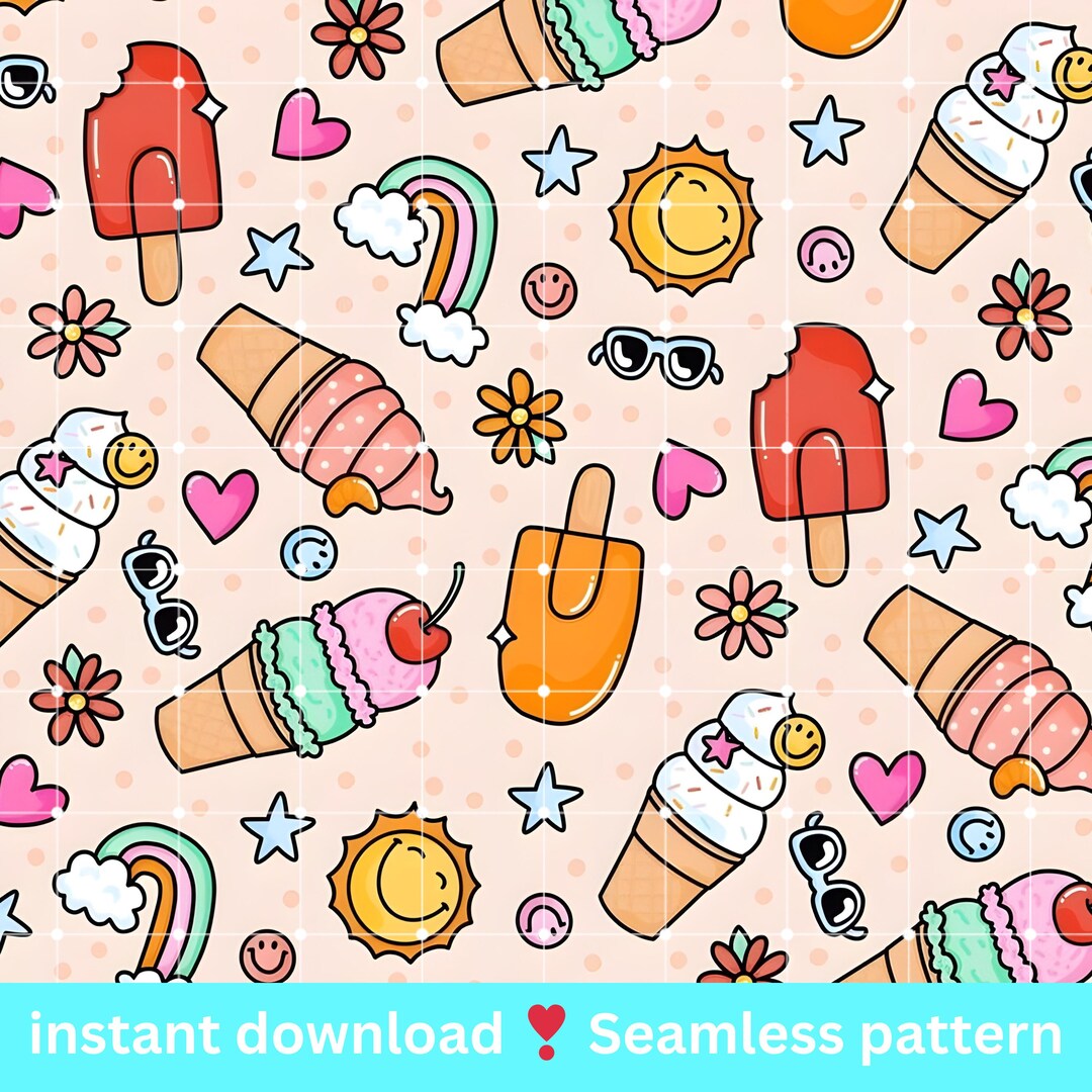 Summerween Seamless Pattern PNG: Summer Halloween Digital Download - Etsy