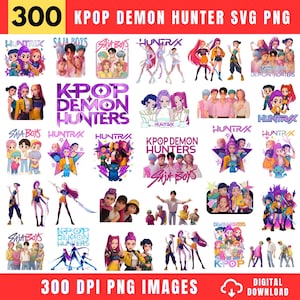 Kpop Demon Hunters Bundle | 300 PNG SVG Digital Files for Cricut | Anime Demon Hunter Clipart Pack
