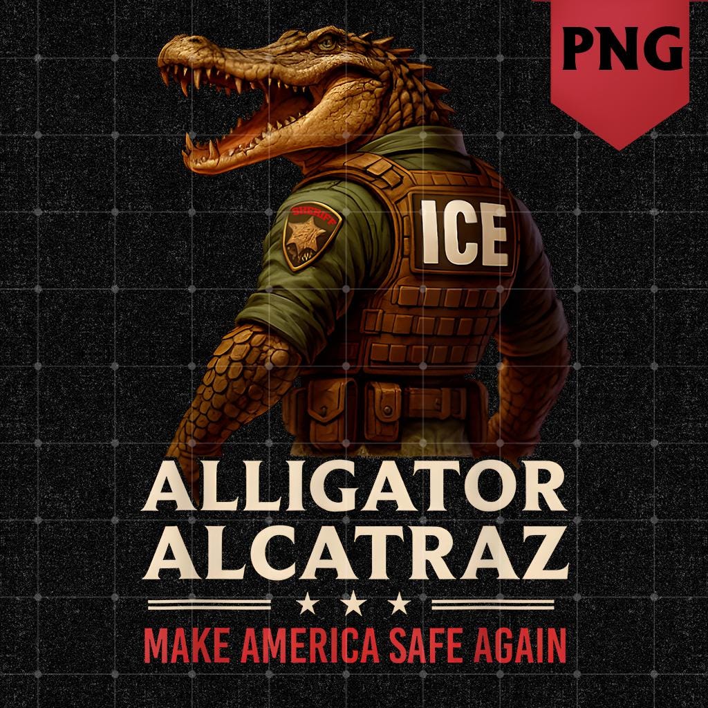 Alligator Alcatraz Ice T-Shirt – Bold Graphic Tee Featuring Alligator and Alcatraz Design, Perfect for Wildlife and Nature Enthusiasts, png