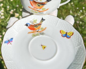 Herend Porcelain Teacup | Hand-painted | “Bird Motif / Naturalistic Birds” series | Decor 724/HO | Rare | ca. 1950–1970