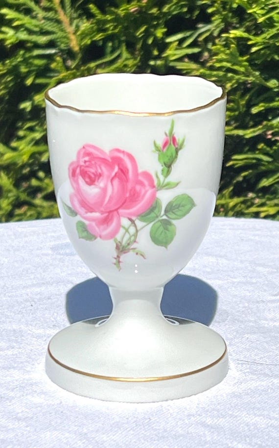 Meissen Eierbecher «Rote Rose» mit feinem Goldrand