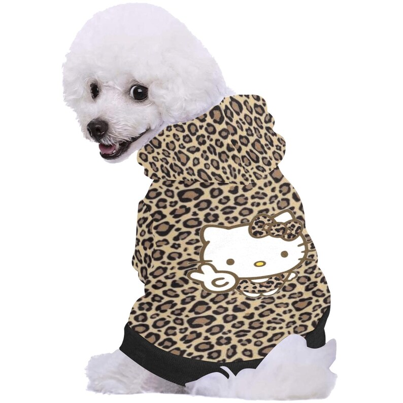 Cheetah Jaguar print hello kitty pet dog hoodie immagine 5