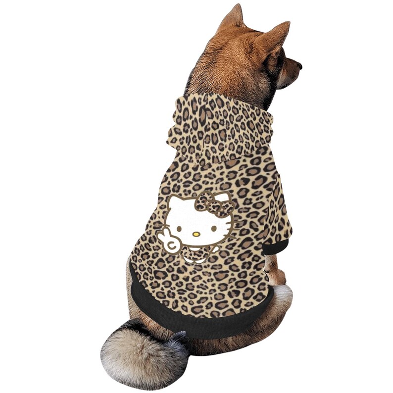 Cheetah Jaguar print hello kitty pet dog hoodie immagine 3