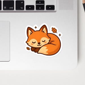 Sleeping autumn fox – sticker in soft colors