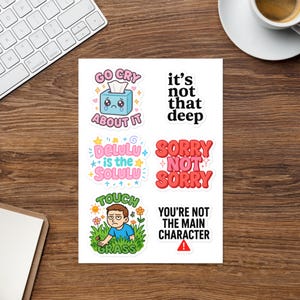 Funny Sticker Pack | Sarcastic & Aesthetic Laptop Stickers | Sassy Mental Health Quotes | Waterproof Vinyl Stickers