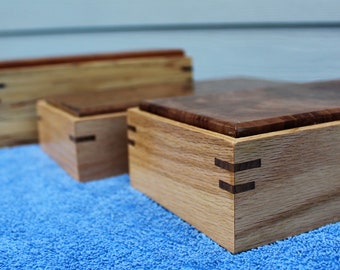 Tilt Top Pencil Boxes with Figured Grain Lids