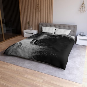 Chic Abstract Microfiber Duvet Cover - Modern Bedding, Cozy Home Decor, Black White Pattern, Bedroom Makeover, Gift for Minimalists