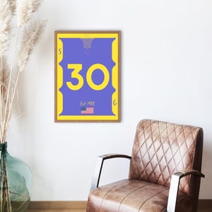 Steph Curry Inspired Golden State Warriors Poster – Digital Download Basketball Wall Art | NBA Printable Gift | Modern Sports Home Decor